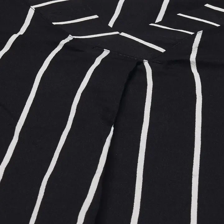 Selvia Women Black & White Striped Crepe Top