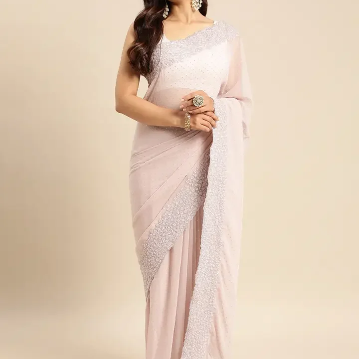 kasee Embellished Beads and Stones Saree, Lavender