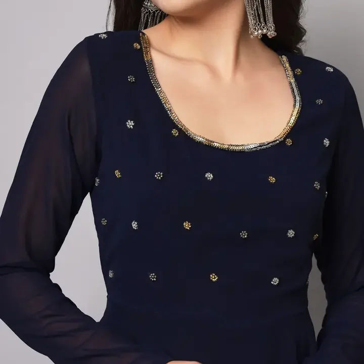 Poshak Hub Women Yoke Design Anarkali Kurta, Blue