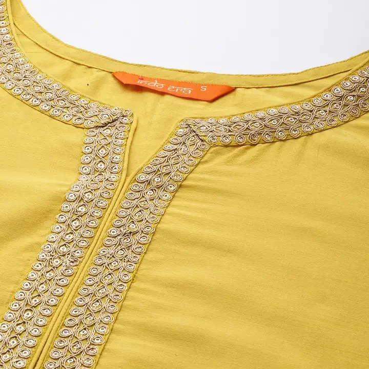 Indo Era Ethnic Motifs Embroidered Sequinned Kurta With Trousers & With Dupatta, Yellow