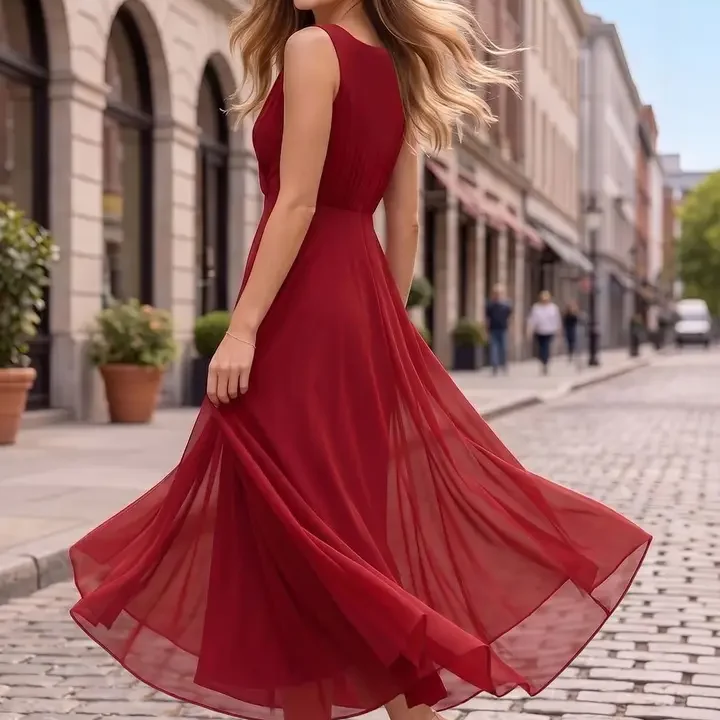 aayu Georgette Maxi Wrap Dress, Maroon