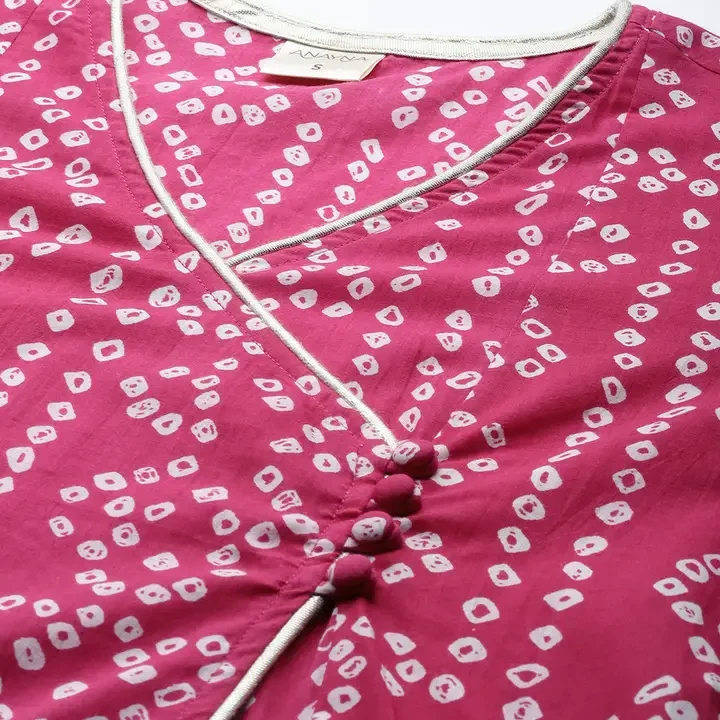 anayna Bandhani Printed Kurta, Pink