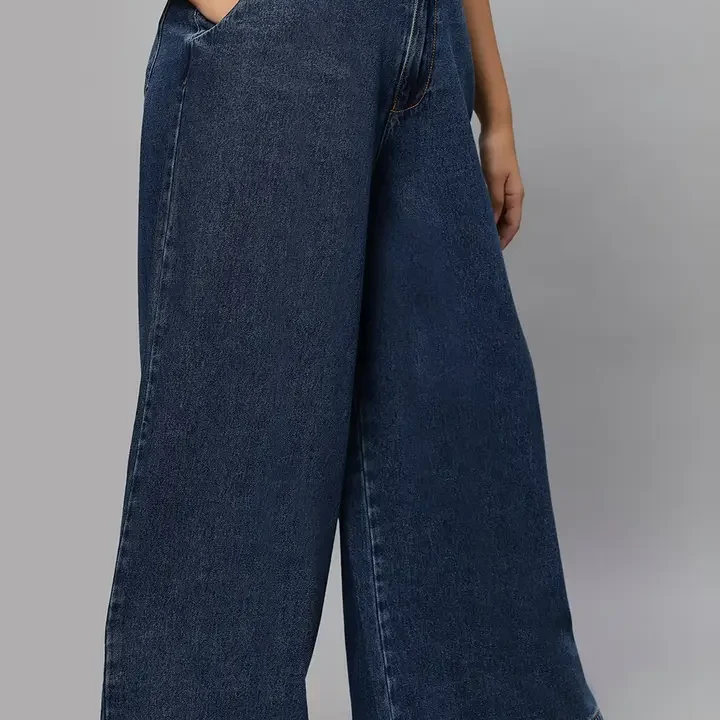 Turning Blue Women Plus Size Extra Wide Folded Hem Jeans