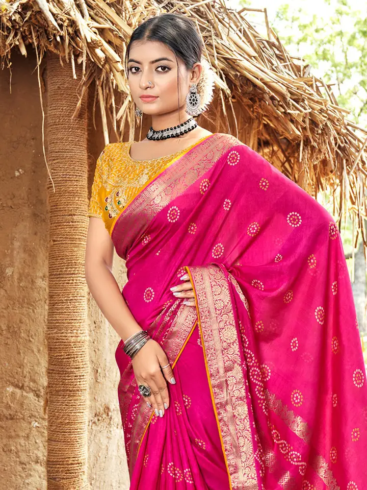 Saree mall Woven Design Zari Sarees, Pink