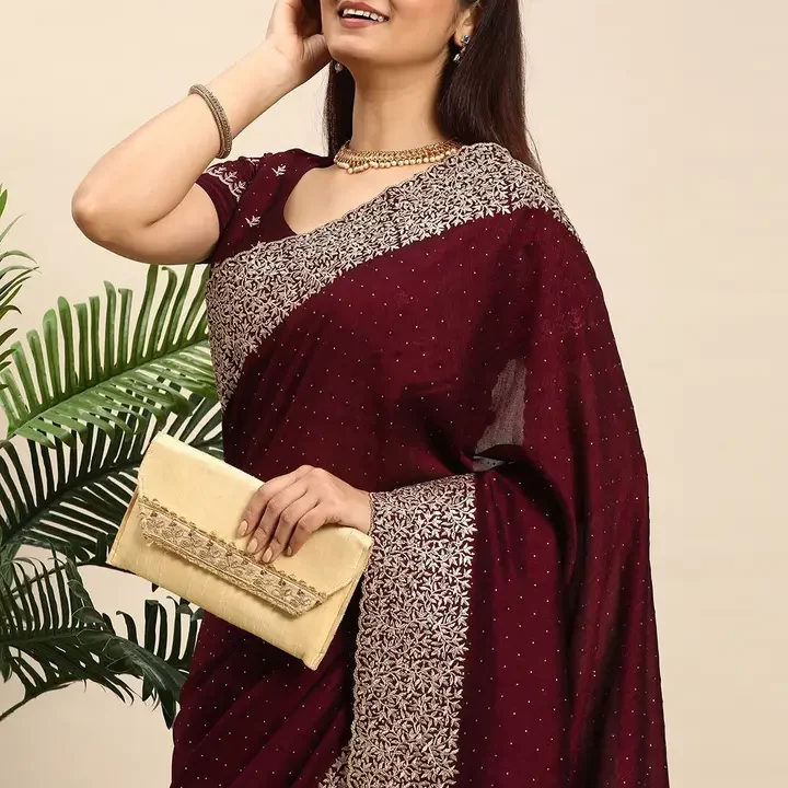 kasee Embellished Embroidered Designer Saree, Magenta