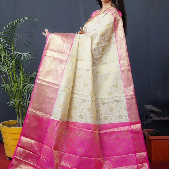 Royal Rajgharana Saree Woven Design Zari Kanjeevaram Sarees, White