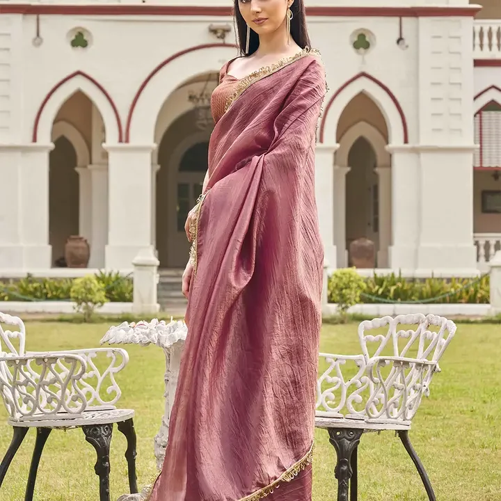 Tikhi Imli Sequinned Organza Saree, Pink