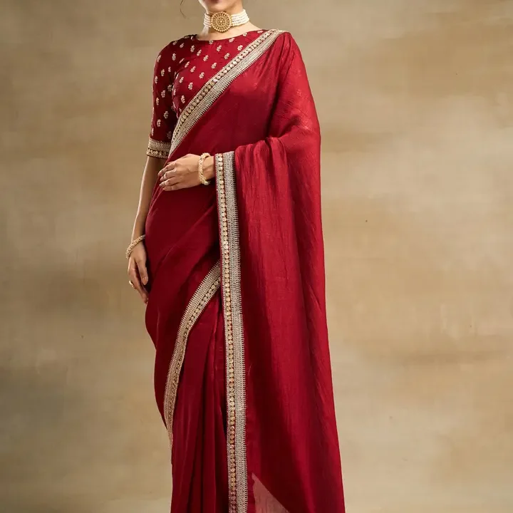 kasee Embroidered Saree, Maroon