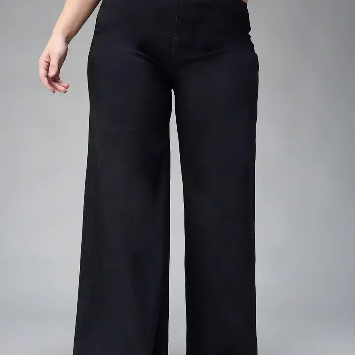 Miss Chase A+ Plus Size Women Wide Leg High-Rise Stretchable Jeans, Black