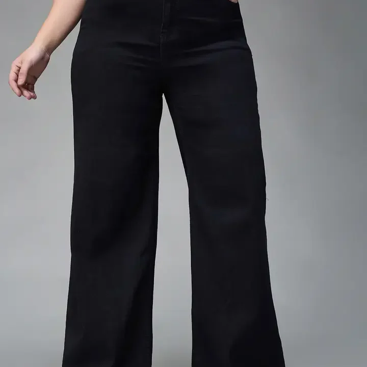 Miss Chase A+ Plus Size Women Wide Leg High-Rise Stretchable Jeans, Black (myntra-31668276)