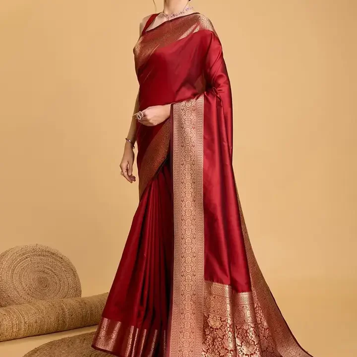 Royal Rajgharana Saree Zari Sarees, Red