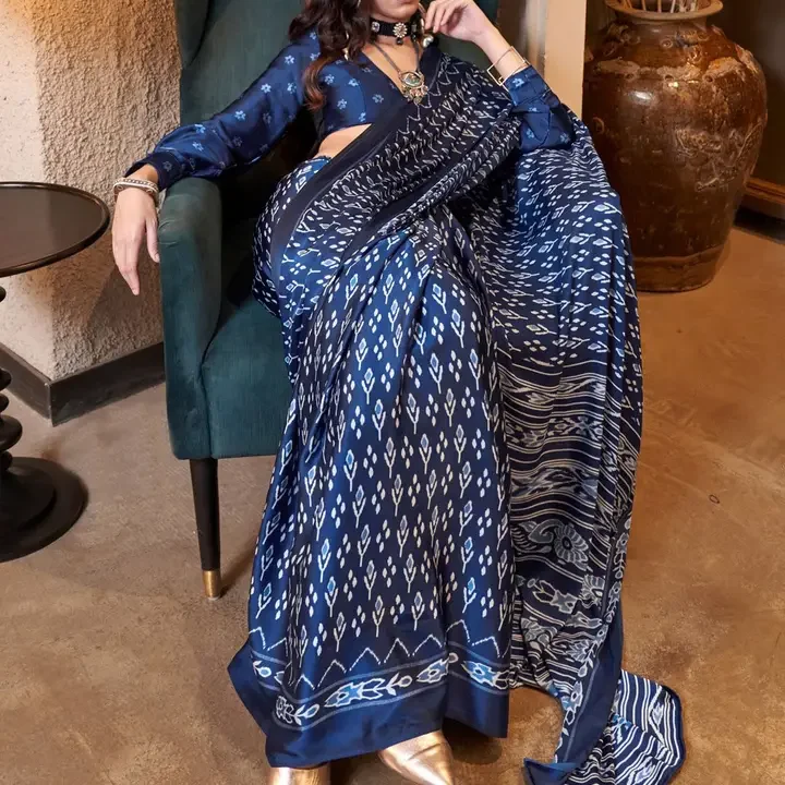 Saree mall Ethnic Motifs Patola Sarees, Blue