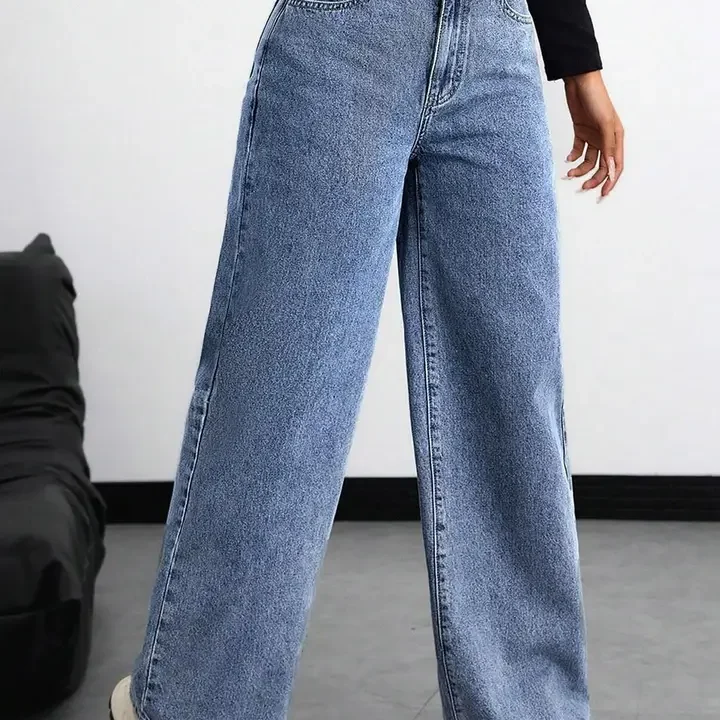Aadvi Fashion Women Original High-Rise Stretchable Wide Leg Jeans, Blue