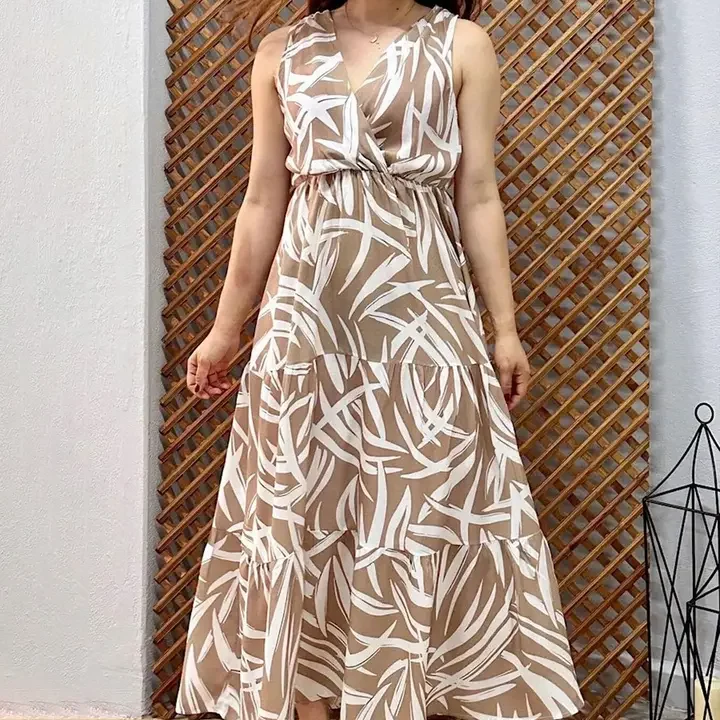 PIMU Printed Maxi Dress, Brown
