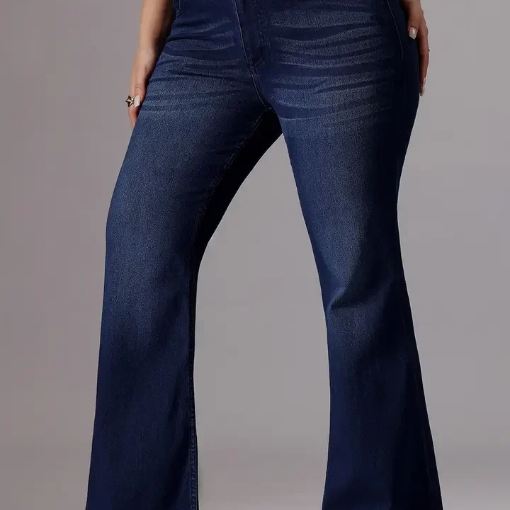 Miss Chase A+ Plus Size Women Bootcut High-Rise Light Fade Stretchable Jeans, Blue