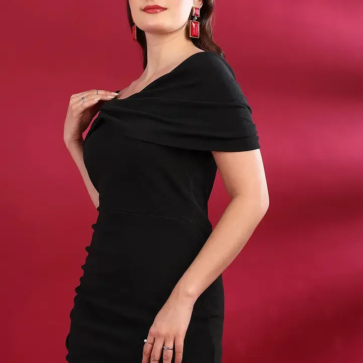 Golden Kite Boat Neck Scuba Maxi Dress, Black