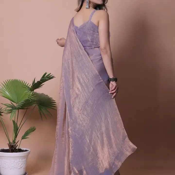 Anneca Women Solid Pure Chiffon Saree, Purple