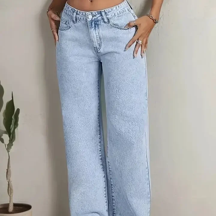 Nifty Women High-Rise Stretchable Baggy Jeans, Blue