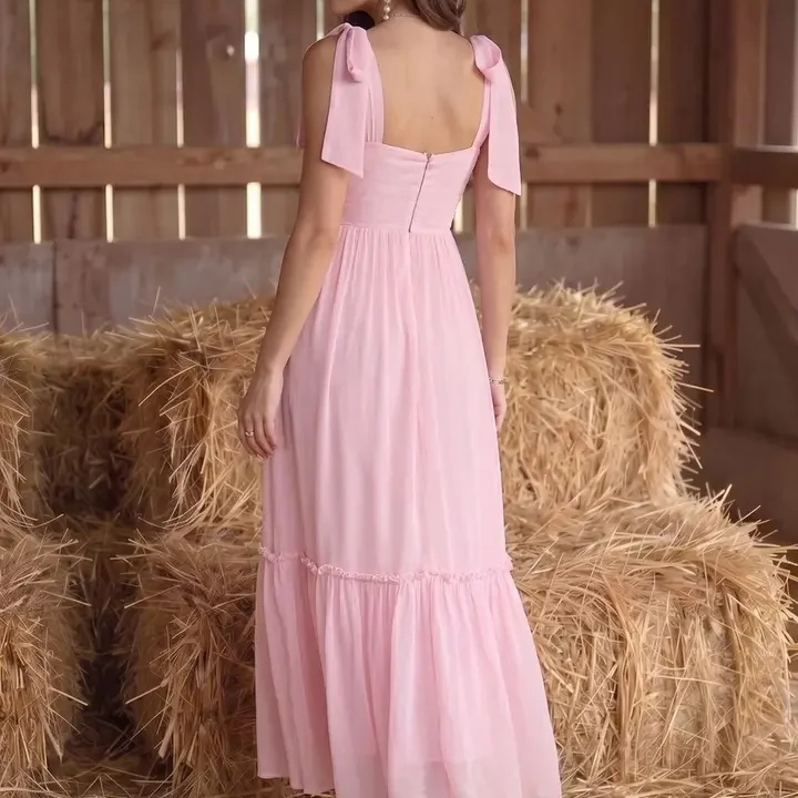 aayu Layered Chiffon Party Maxi Dress, Pink