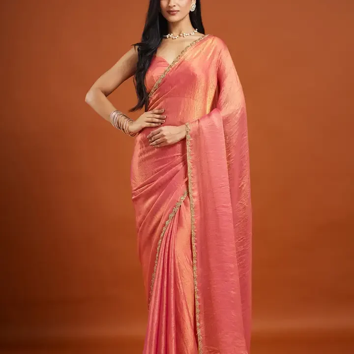 kasee Embellished Beads and Stones Saree, Pink