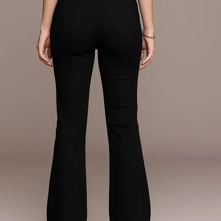 KASHIAN Women Bootilicious Flared High-Rise Stretchable Jeans, Black