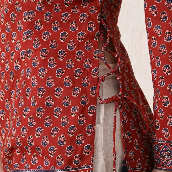 KALAMIR Print Ethnic Cotton Top, Red