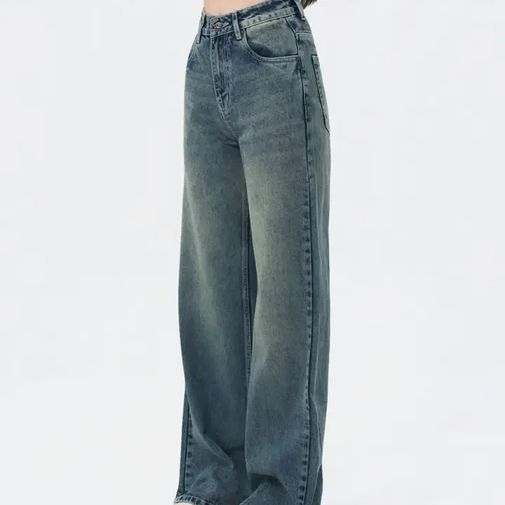Off Duty India Women Wide Leg Mid-Rise Heavy Fade Jeans, Blue