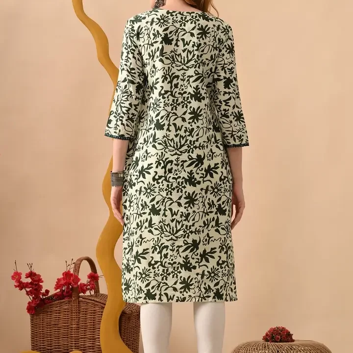 KKOUTFITS Women Floral Printed Indie Prints Kurta, Green