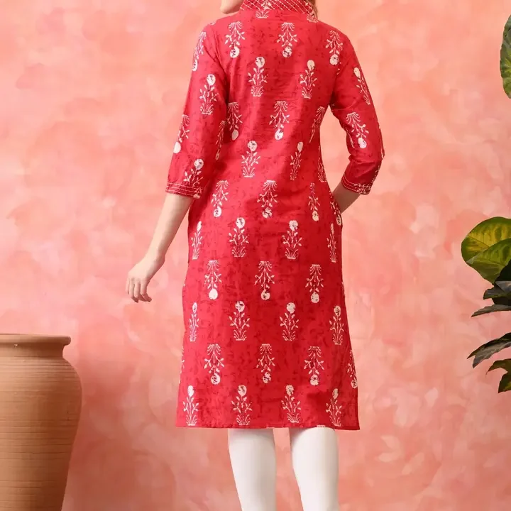 KKOUTFITS Women Ethnic Motifs Printed Indie Prints Kurta, Pink