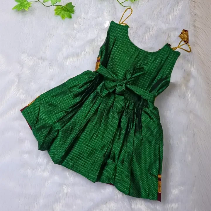 AMBA COLLECTION BOUTIQUE Woven Design Cotton A-Line Knee Length Dress, Green