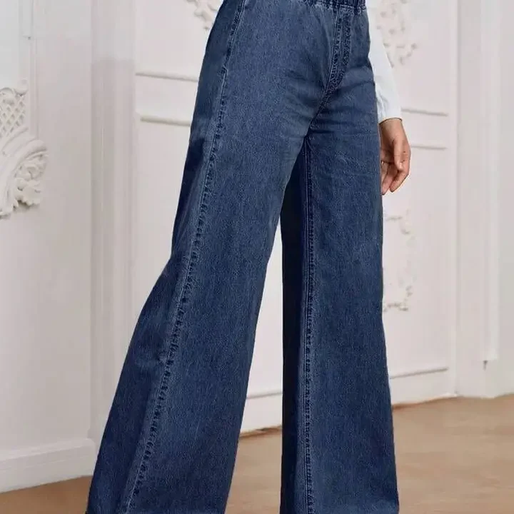 KASHIANXSTYLE Women Comfort Boyfriend Fit High-Rise Stretchable Jeans, Navy Blue