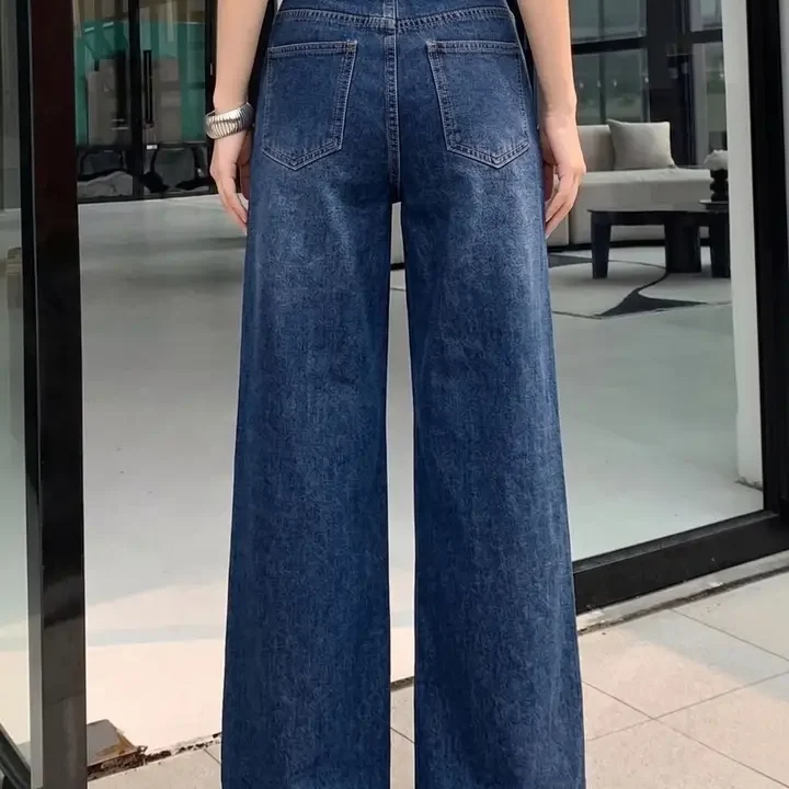 zayla Women Jean Wide Leg High-Rise Light Fade Jeans, Navy Blue